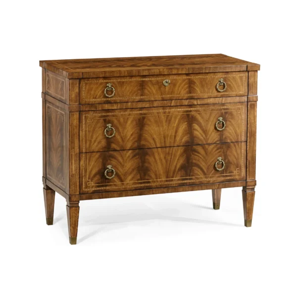 empire style walnut three drawer chest