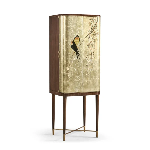handpainted on light gold foil drinks cabinet