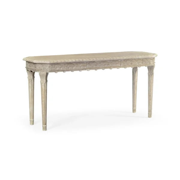 bellefontaine venetian white oak console table