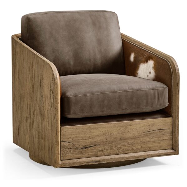 stone ridge leather & hide swivel occasional chair light