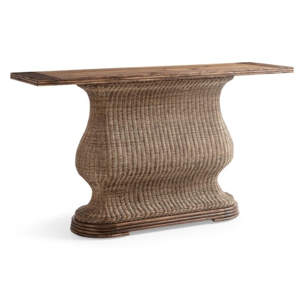 palm court rattan console table