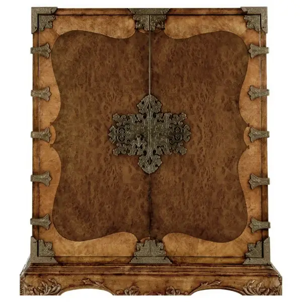 queen anne walnut & satinwood writing cabinet
