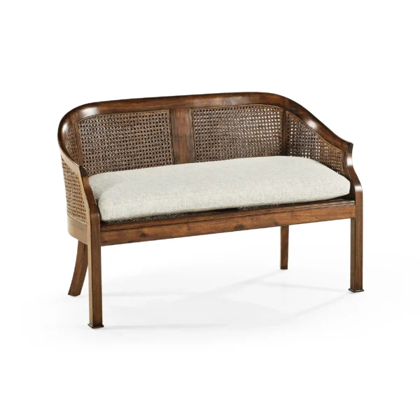 walnut 2 seater salon settee cane back