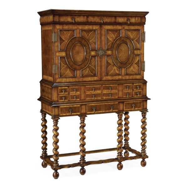 william & mary walnut & oyster drinks cabinet