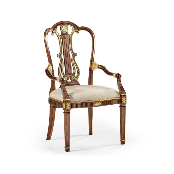 buckingham gilded lyre back arm chair