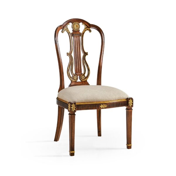 buckingham gilded lyre back side chair
