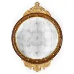 regency walnut & gilt round convex Églomisé mirror (large)