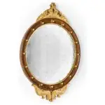 regency walnut & gilt round convex Églomisé mirror (large)