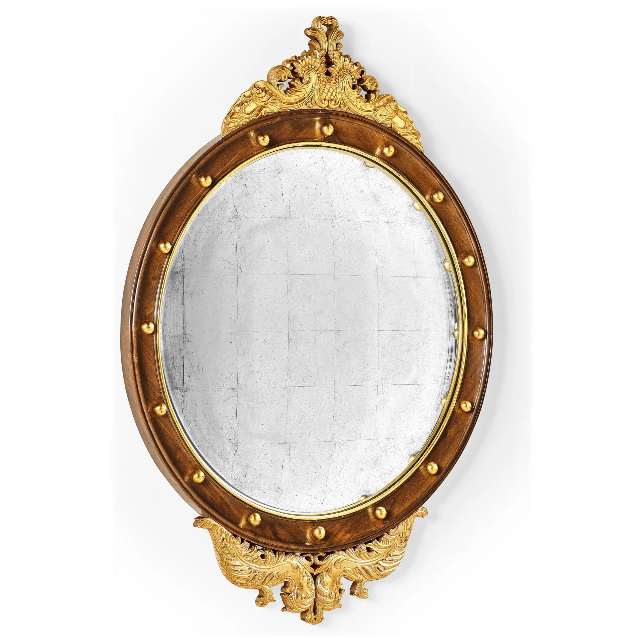 regency walnut & gilt round convex Églomisé mirror (large) regency walnut & gilt round convex Églomisé mirror (large)
