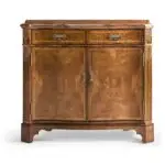 serpentine two door walnut cabinet