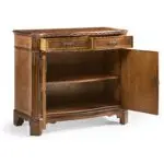 serpentine two door walnut cabinet