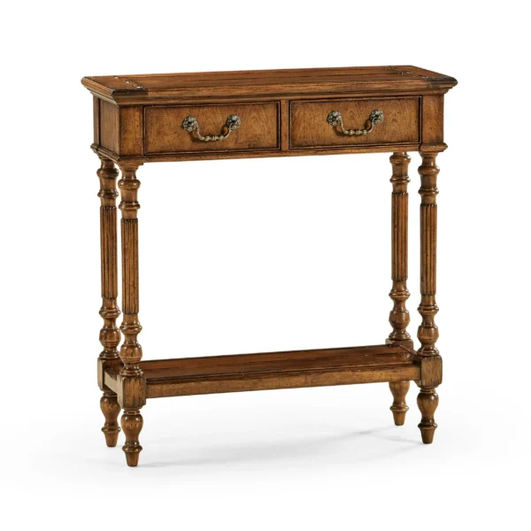 small narrow walnut console table