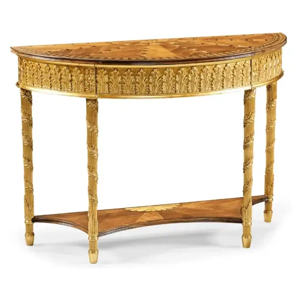 small gilded console with shelf