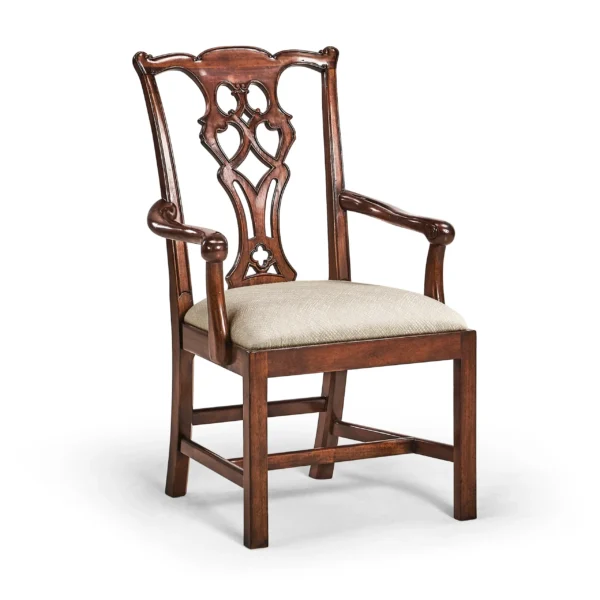 buckingham chippendale antique mahogany arm chair