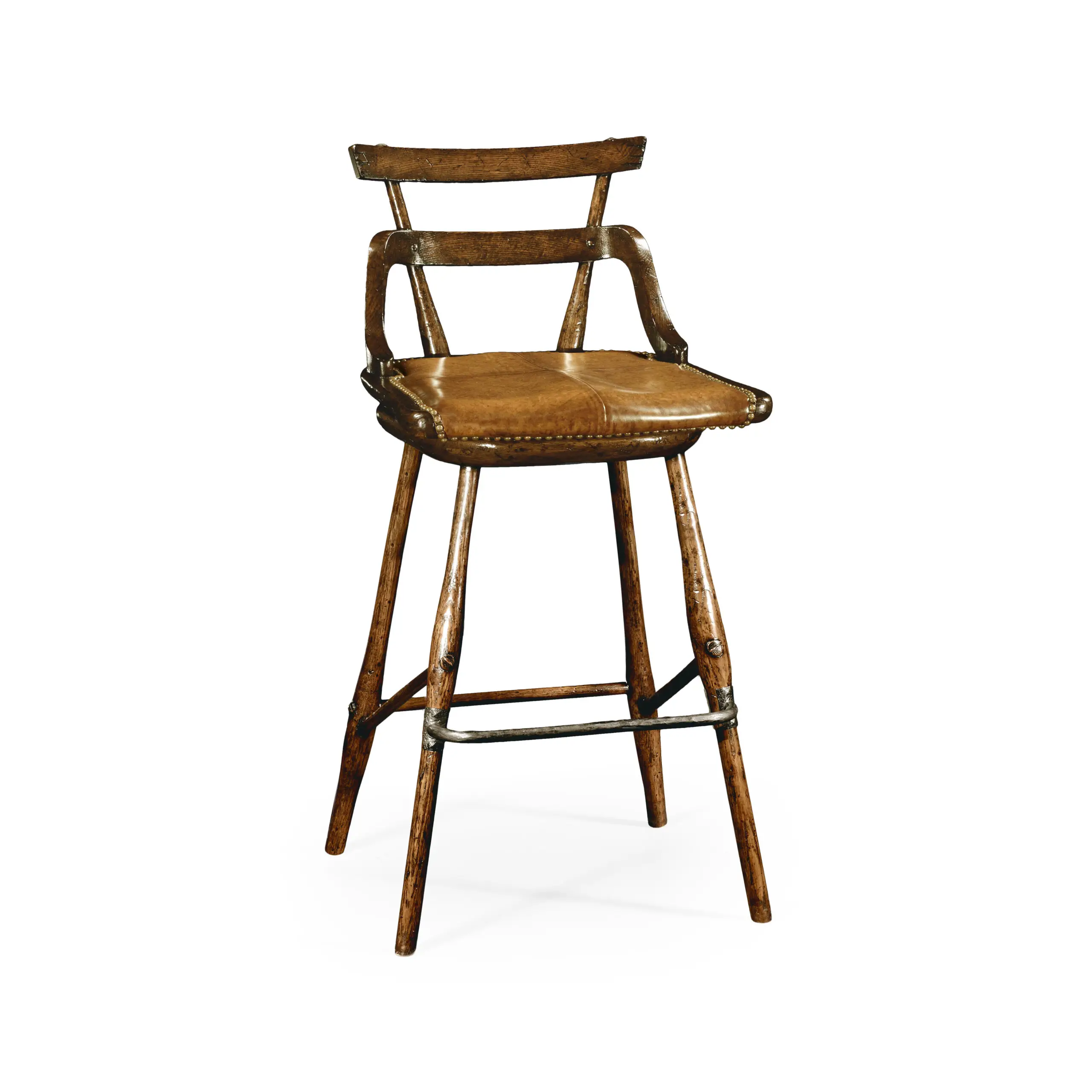 dark oak side bar stool with a studded dark antique leather seat dark oak side bar stool with a studded dark antique leather seat