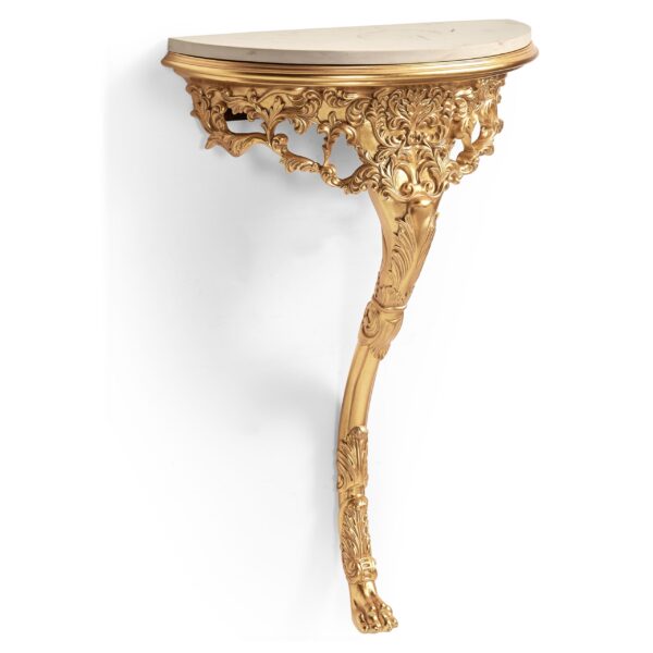 carved & gilded bracket console (scagliola top)