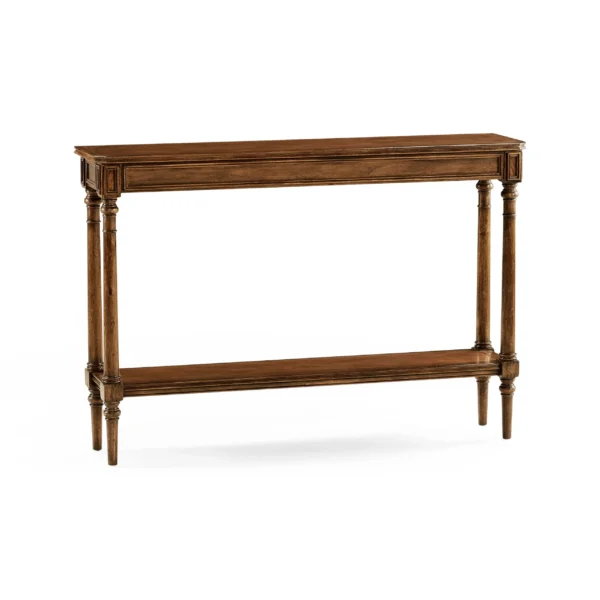 country living style narrow walnut console
