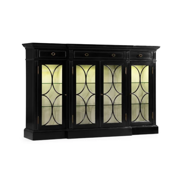 traditional four door breakfront display cabinet