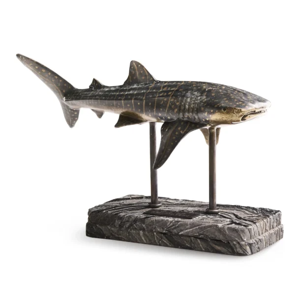 whale shark bronze statue with marble base