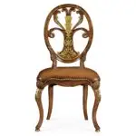 sheraton style burl walnut oval back side chair