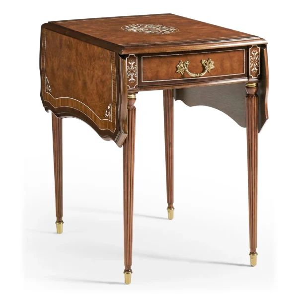burl & mother of pearl rectangle pembroke table
