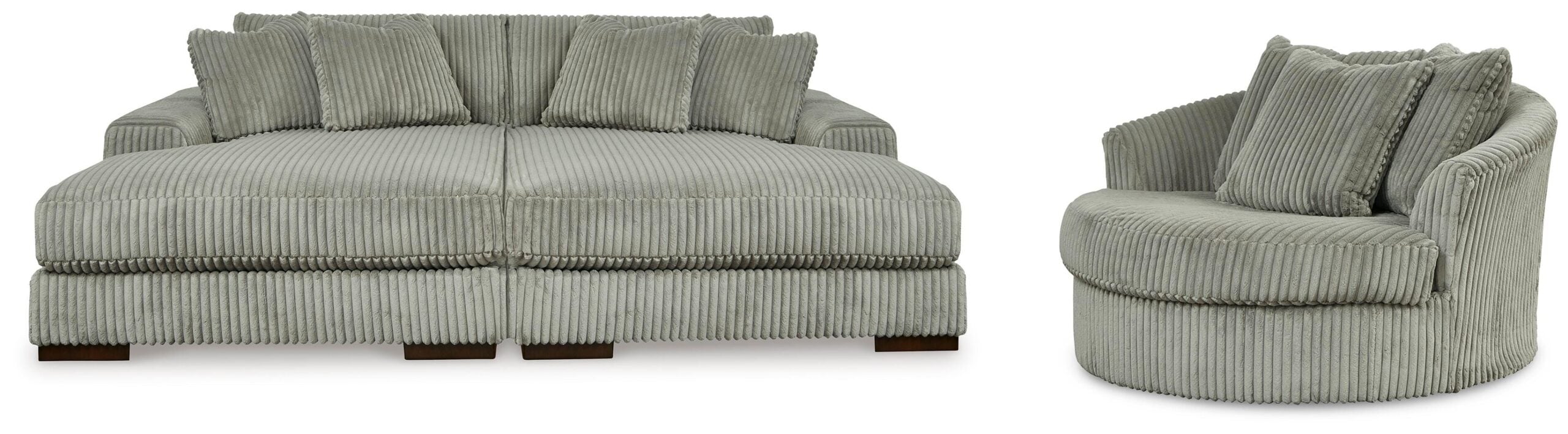 7e4615b54d11c99d96438bf875709110 Lindyn Super Chaise with Oversized Swivel Chair - Image 1