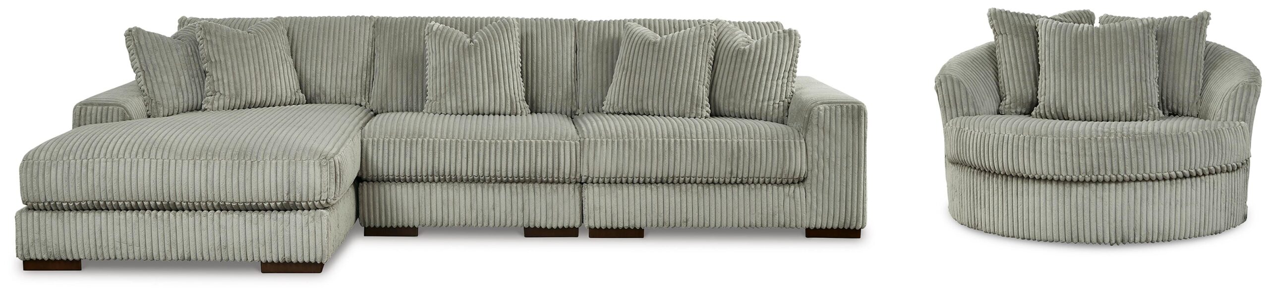 d4aea063cf36aaa78811fe944cd4fc69 Lindyn 3-Piece Sectional and Oversized Swivel Accent Chair - Image 1