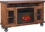 Industrial 62" Highboy Fireplace Console