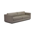 Modern grey sofa with clean lines and track arms.