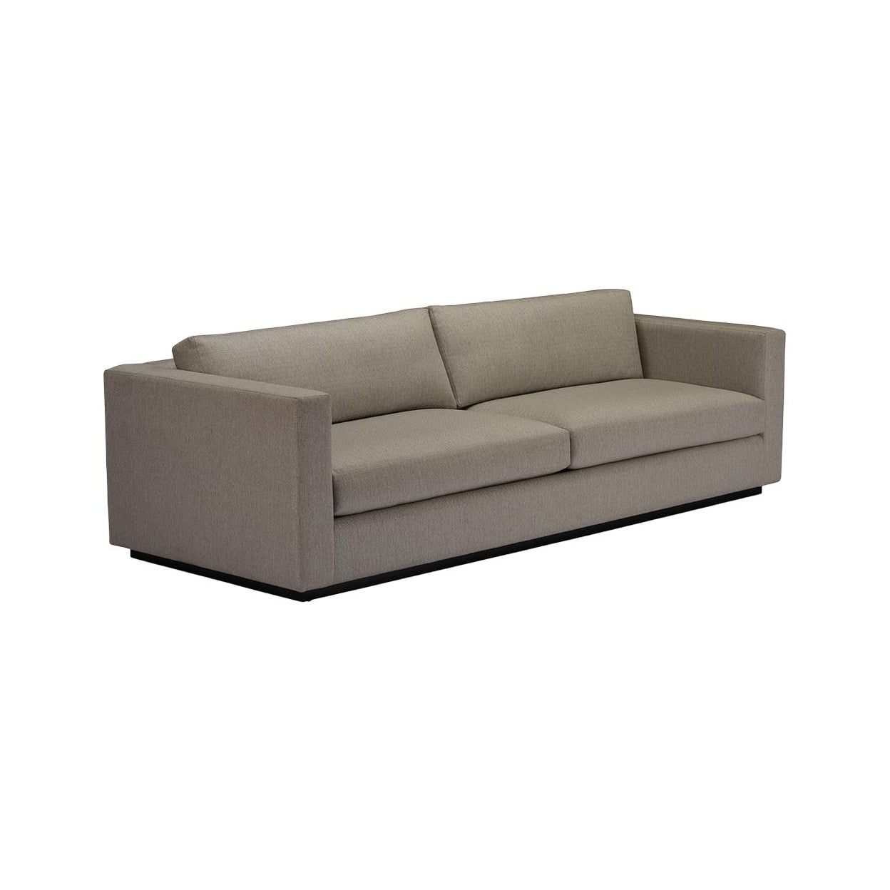 milo sofa Modern grey sofa with clean lines and track arms.