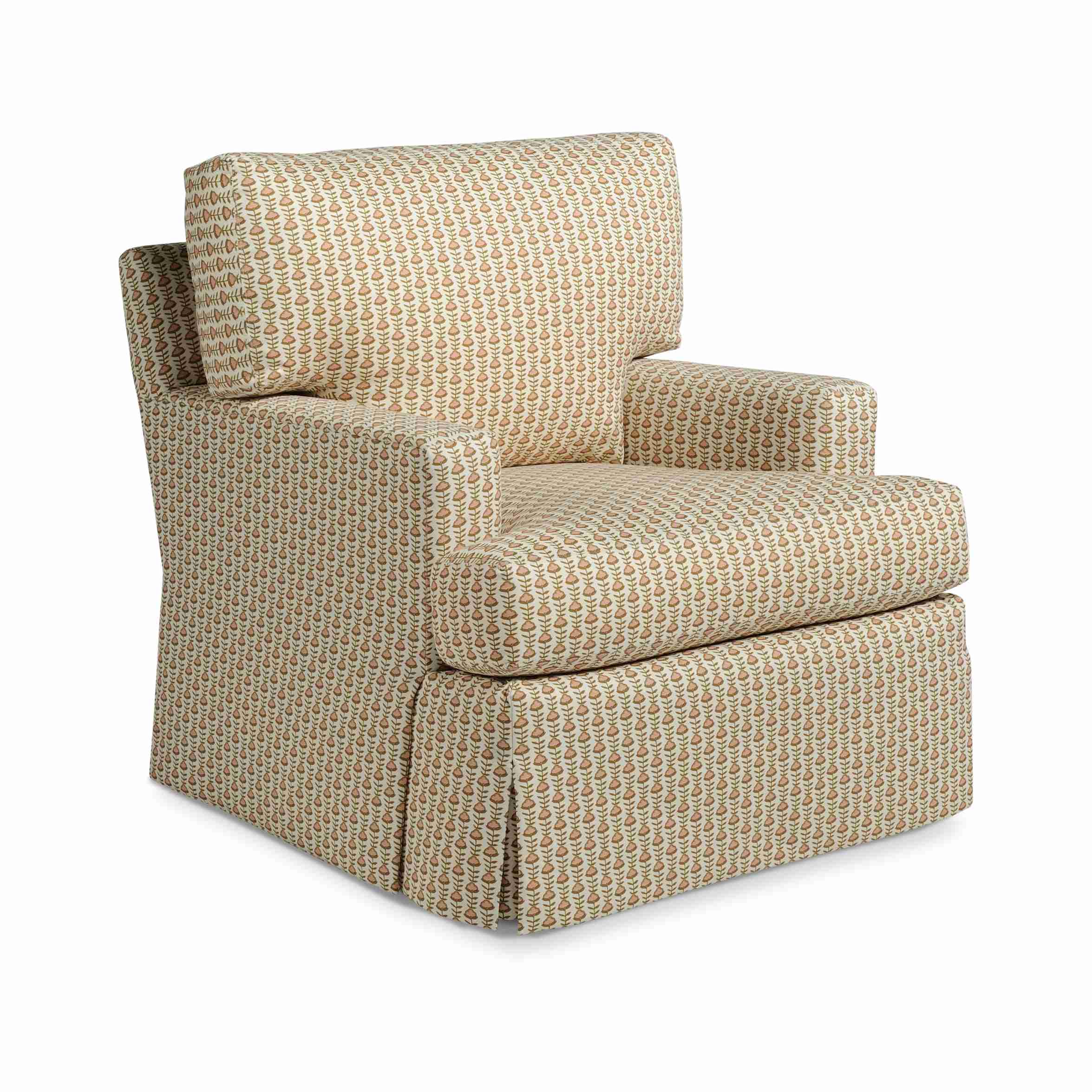taylor made chair Skirted armchair with a small floral block print pattern.
