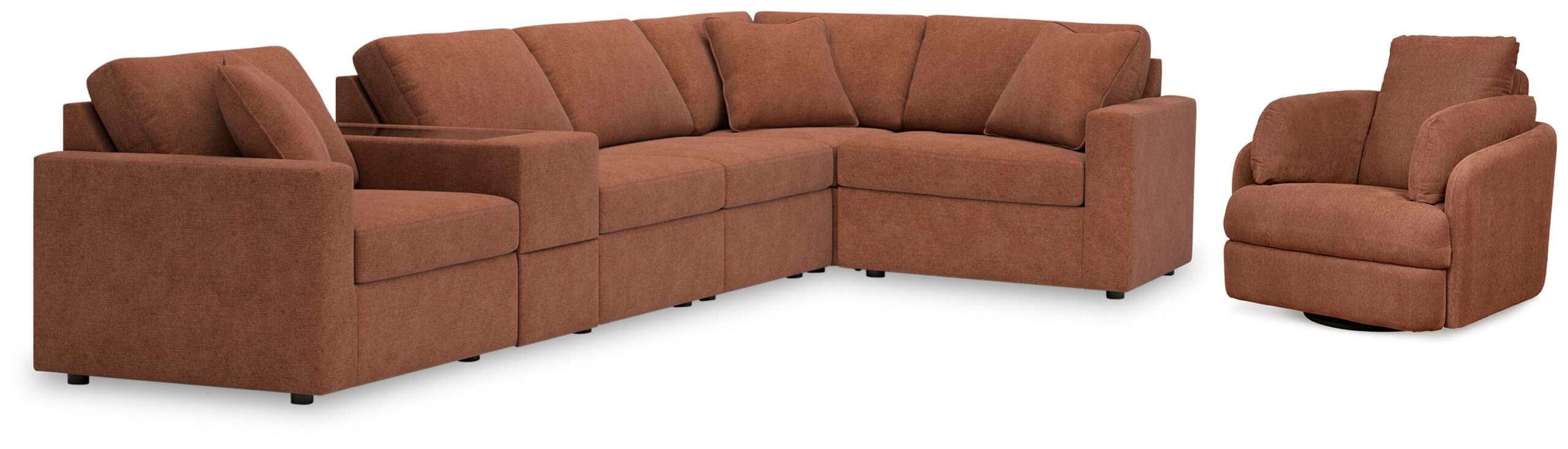 029798731ff74b7a0102ebc5ff7b94e0 Modmax 6-Piece Sectional and Swivel Glider Recliner - Image 1