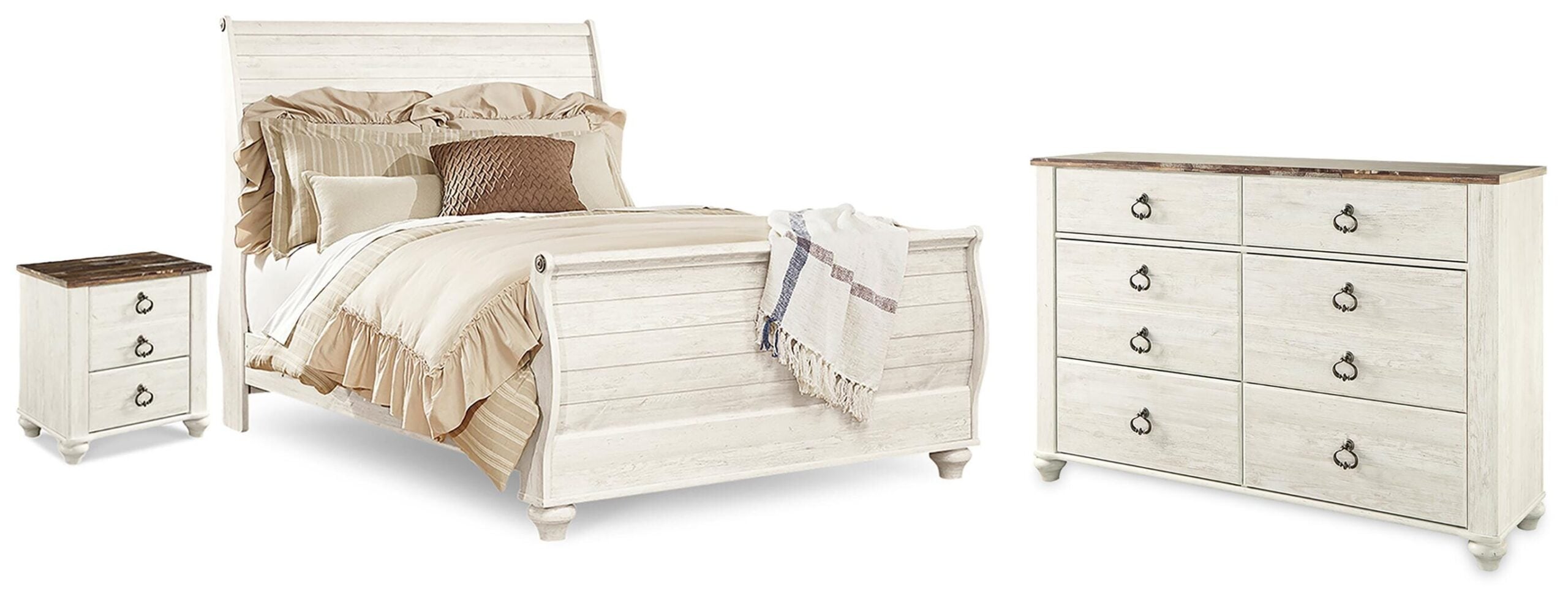 07c0d5de630ed525ea40e35a5a1f7107 Willowton Queen Sleigh Bed, Dresser and Nightstand - Image 1