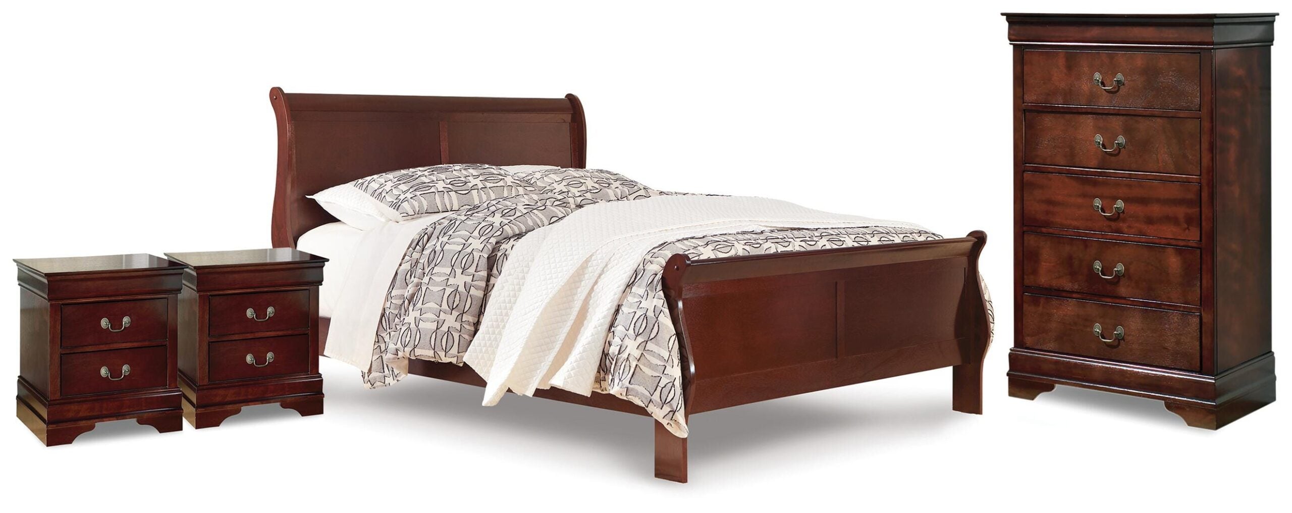 0aadf33fcef60a6daf1d89c4372693cb Alisdair Queen Sleigh Bed, Chest and 2 Nightstands - Image 1