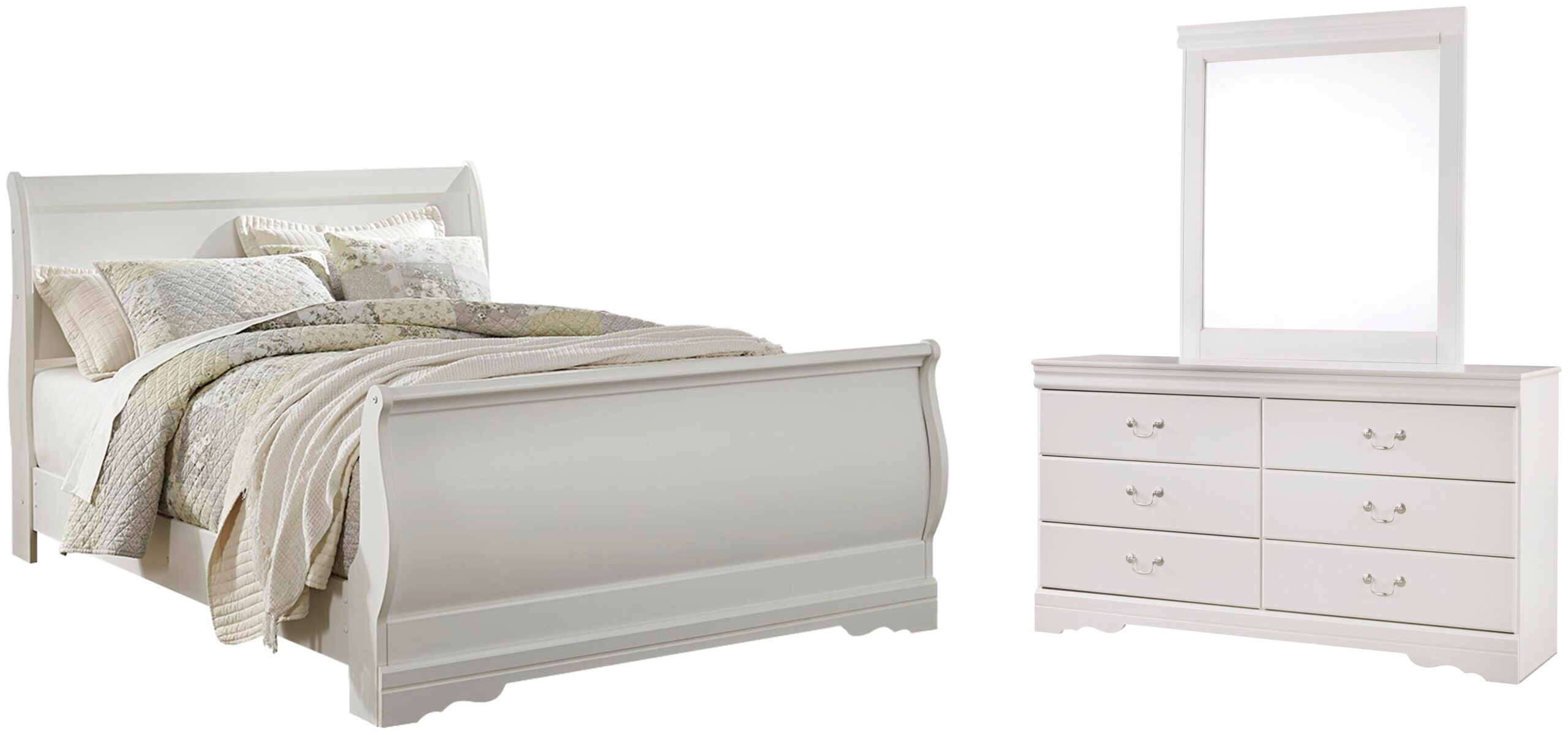 1de02a6d0109521baaa1f9ffd862b736 Anarasia Queen Sleigh Bed, Dresser and Mirror - Image 1