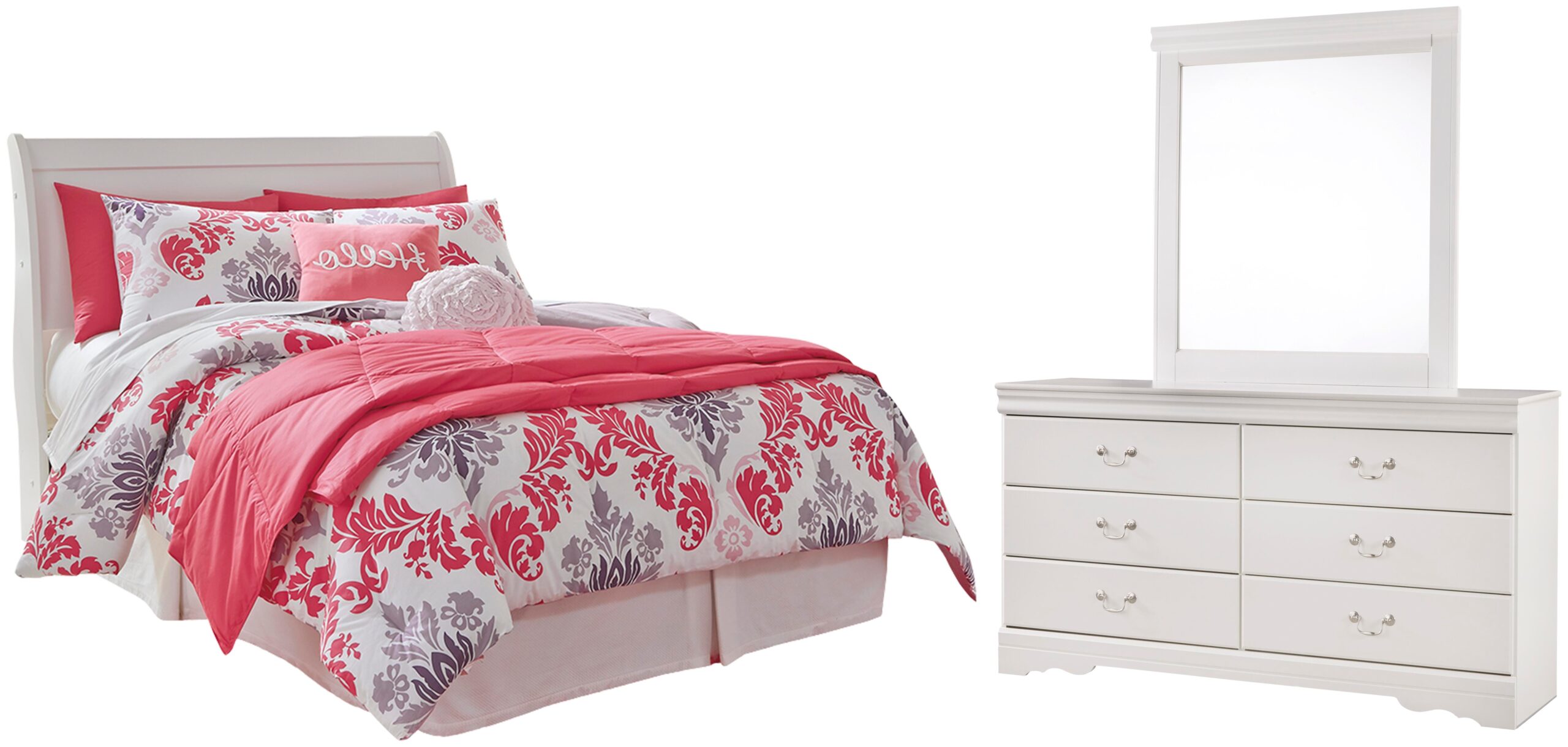 2675aa86c1395d4570258228e0bc50f7 Anarasia Full Sleigh Headboard, Dresser and Mirror - Image 1
