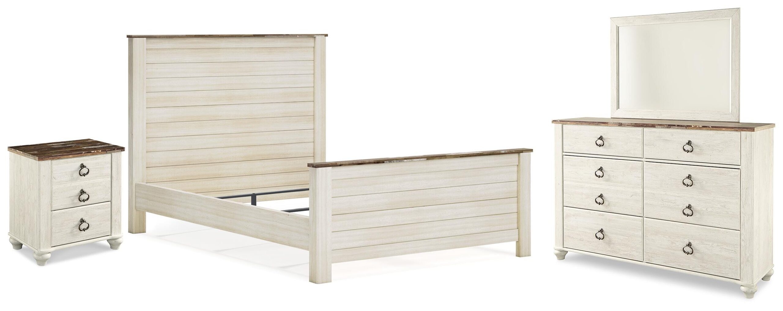 2f68dfb9d17bb17682f82b030bd54dd9 Willowton Queen Panel Bed, Dresser, Mirror, and Nightstand - Image 1