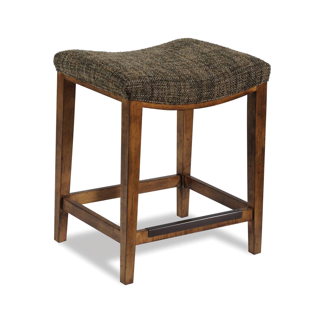 sutter stool Upholstered backless wooden counter stool with textured fabric seat.