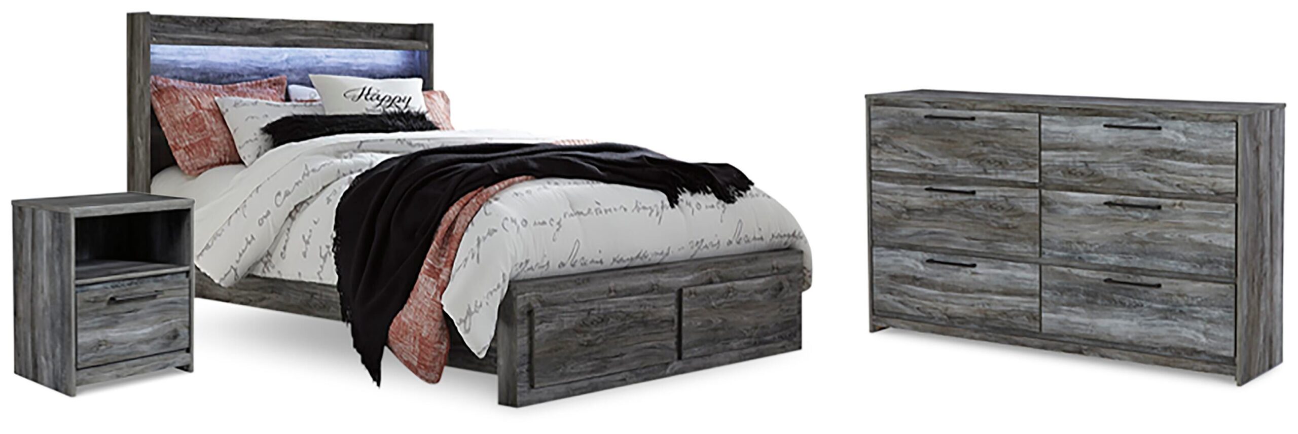 3aad27a191eab3a0c5daee7c62f54392 Baystorm Queen Panel Storage Bed, Dresser and Nightstand - Image 1