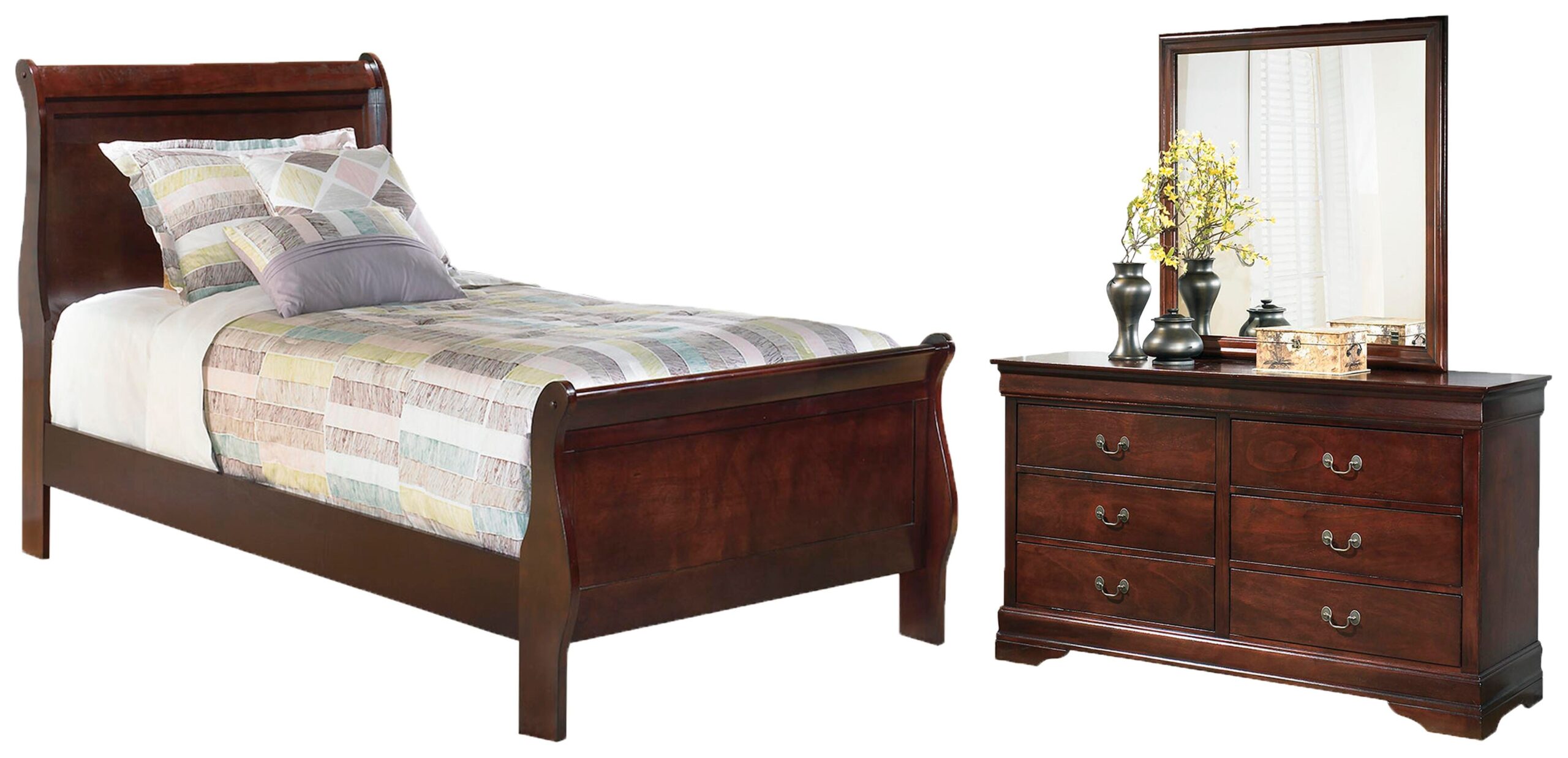 6a321981344c3c268ec2bf0467831ddd Alisdair Twin Sleigh Bed, Dresser and Mirror - Image 1