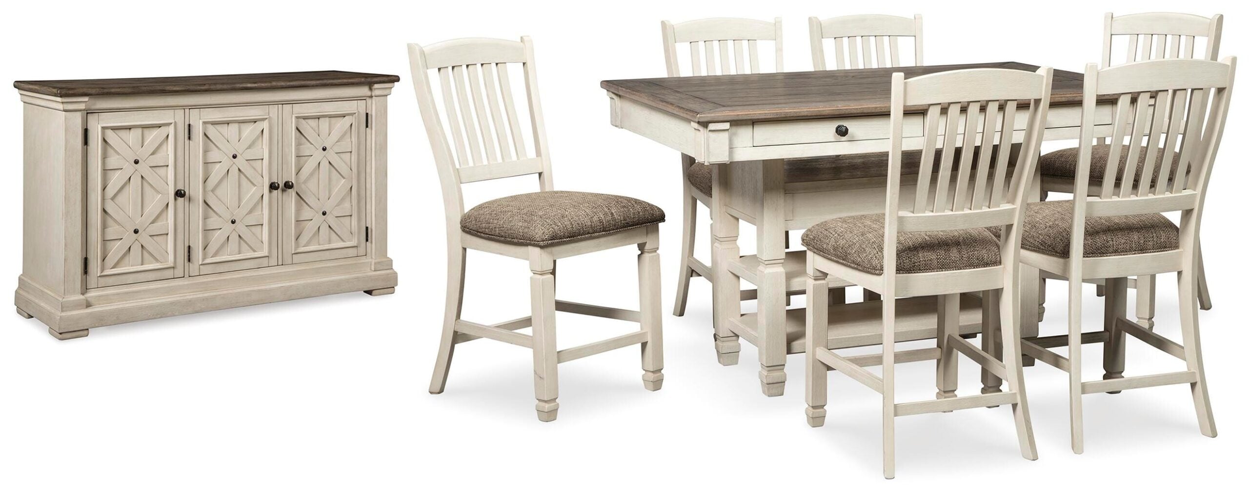 6b581570ffefbba36a37cca3eb39e8d0 Bolanburg Counter Height Dining Table and 6 Barstools with Server - Image 1