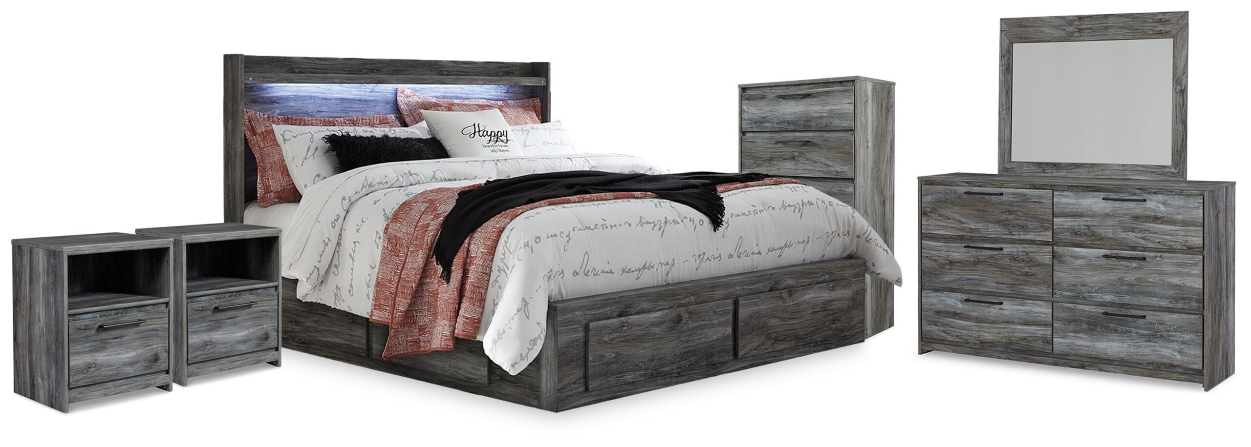 7623079a5f67e18d3b91a663298aa28f Baystorm King Storage Bed, Dresser, Mirror, Chest and 2 Nightstands - Image 1