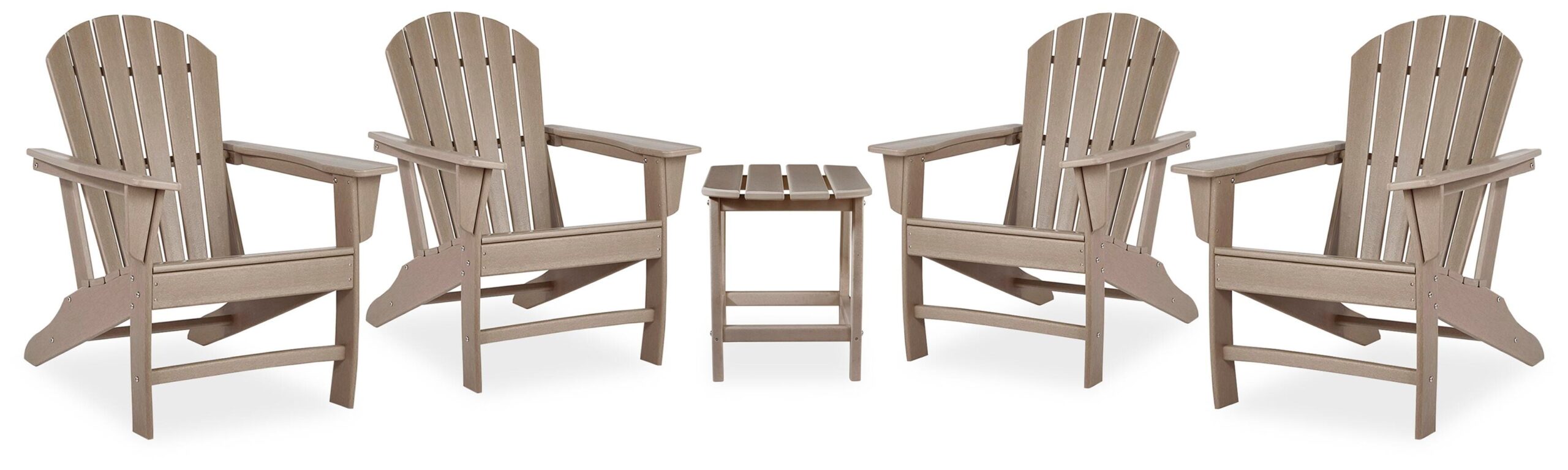 817b81b6708fd83bf372d2bebd02f2d6 Sundown Treasure 4 Adirondack Chairs and Outdoor End Table - Image 1