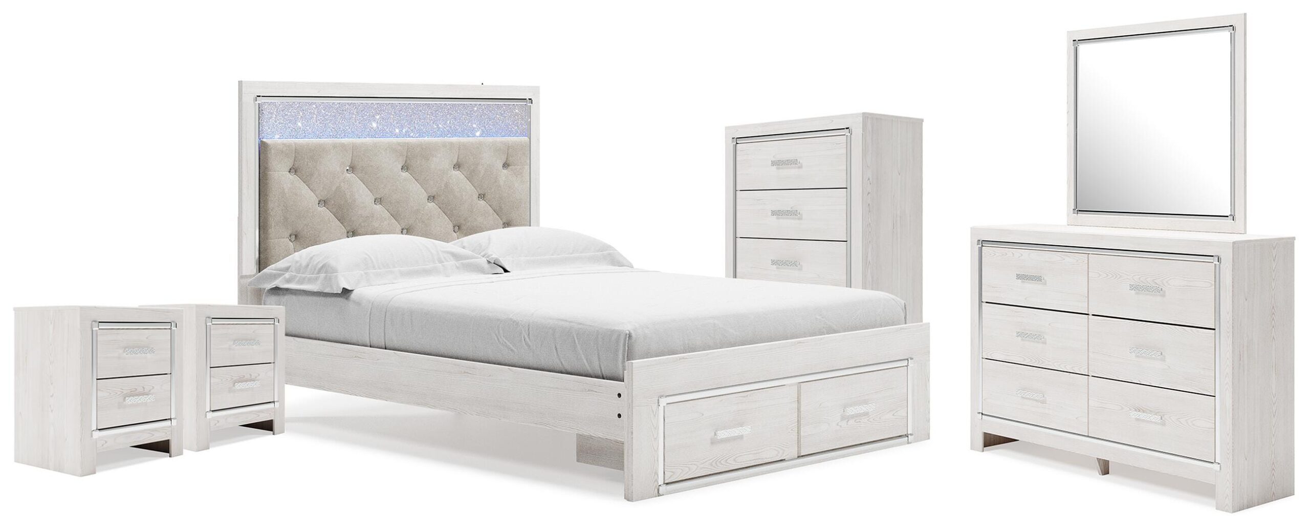 8c95b339ab7f36b8dc9730905e85a60f Altyra Queen Storage Bed, Dresser Mirror, Chest and 2 Nightstands - Image 1