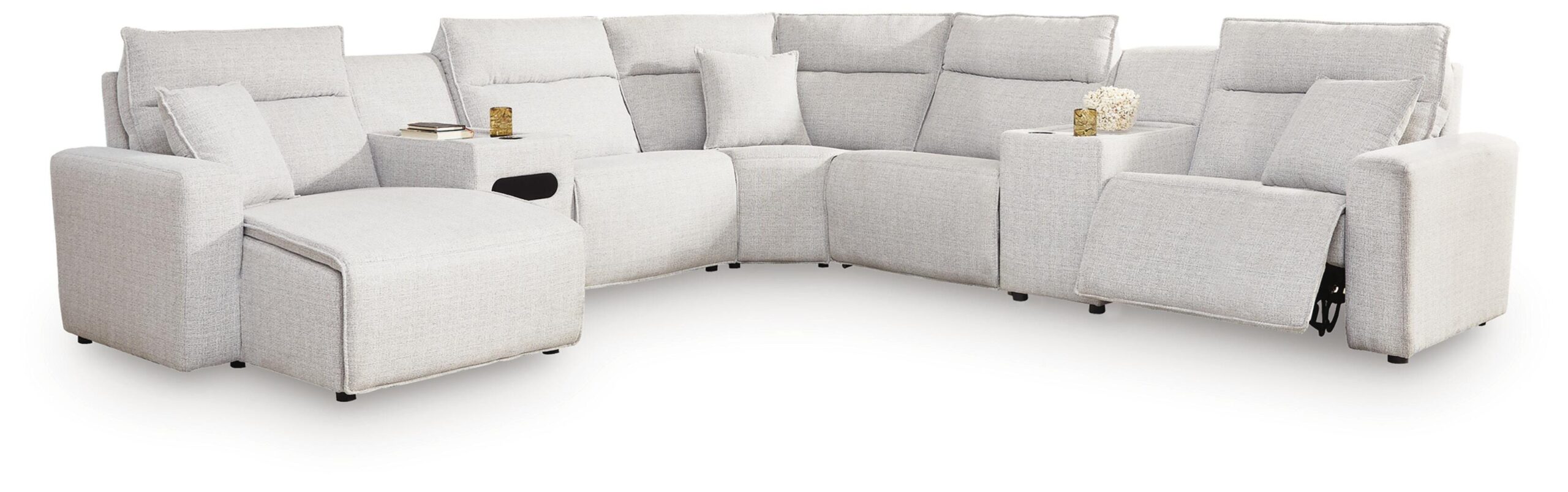 96ea133f778b1d8add9244177df1704f Modmax II 7-Piece Power Reclining Sectional with Chaise and Audio Console - Image 1