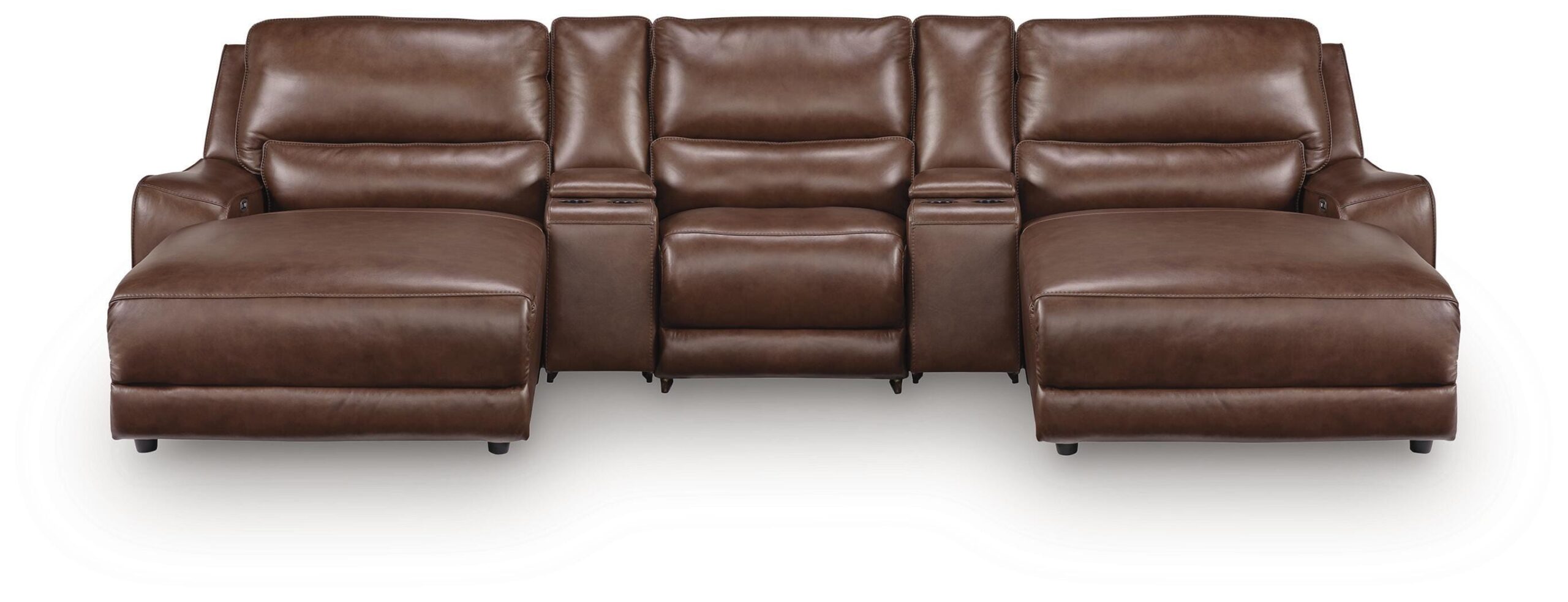 9b0dff712bb84417c5fcb67067d898f3 DeepWakes 5-Piece Reclining Sectional with Double Chaise and Storage Consoles - Image 1