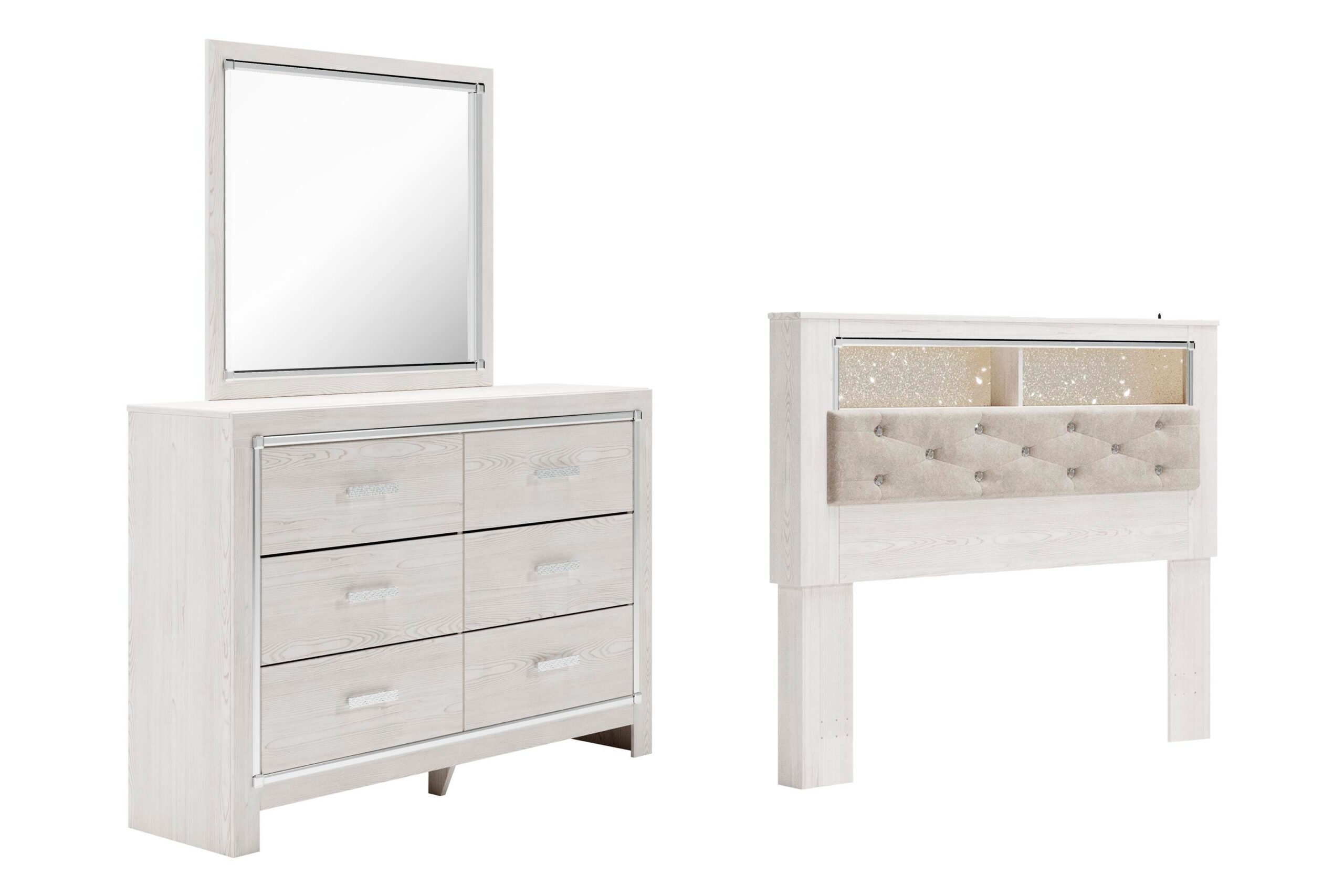 a1033c0113d35938fa3fc2700ef4cd90 Altyra Queen Bookcase Headboard, Dresser and Mirror - Image 1