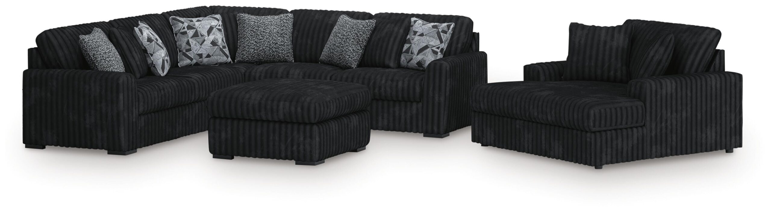 a31391deb250fde6c34e631d615eea85 Midnight-Madness 3-Piece Sectional, Chaise and Oversized Accent Ottoman - Image 1