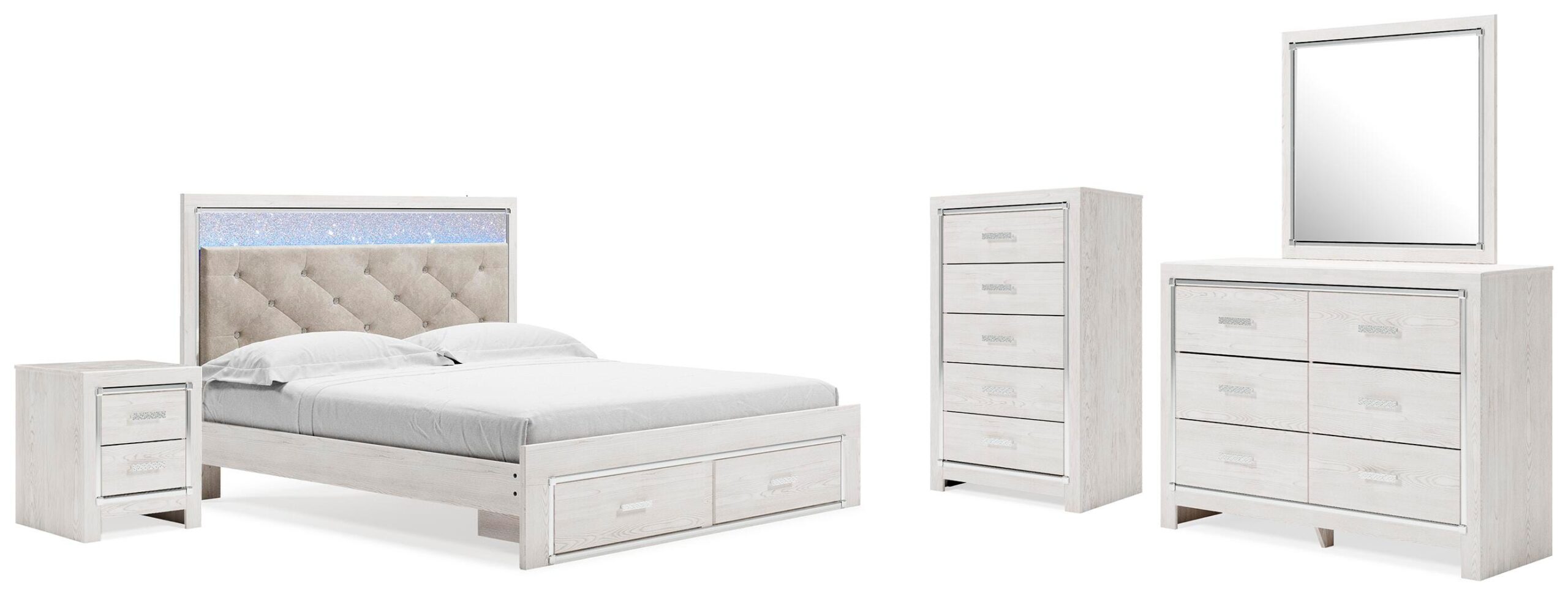 a354890f4f95ed6263e70b66a60372cc Altyra King Upholstered Storage Bed, Dresser, Mirror, Chest, and Nightstand - Image 1