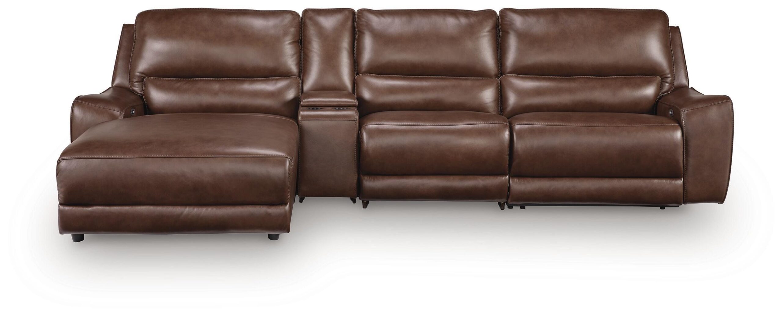 a56fb22ea844f6c40dbfb5aecd4fc533 DeepWakes 4-Piece Reclining Sectional with Chaise and Storage Console - Image 1